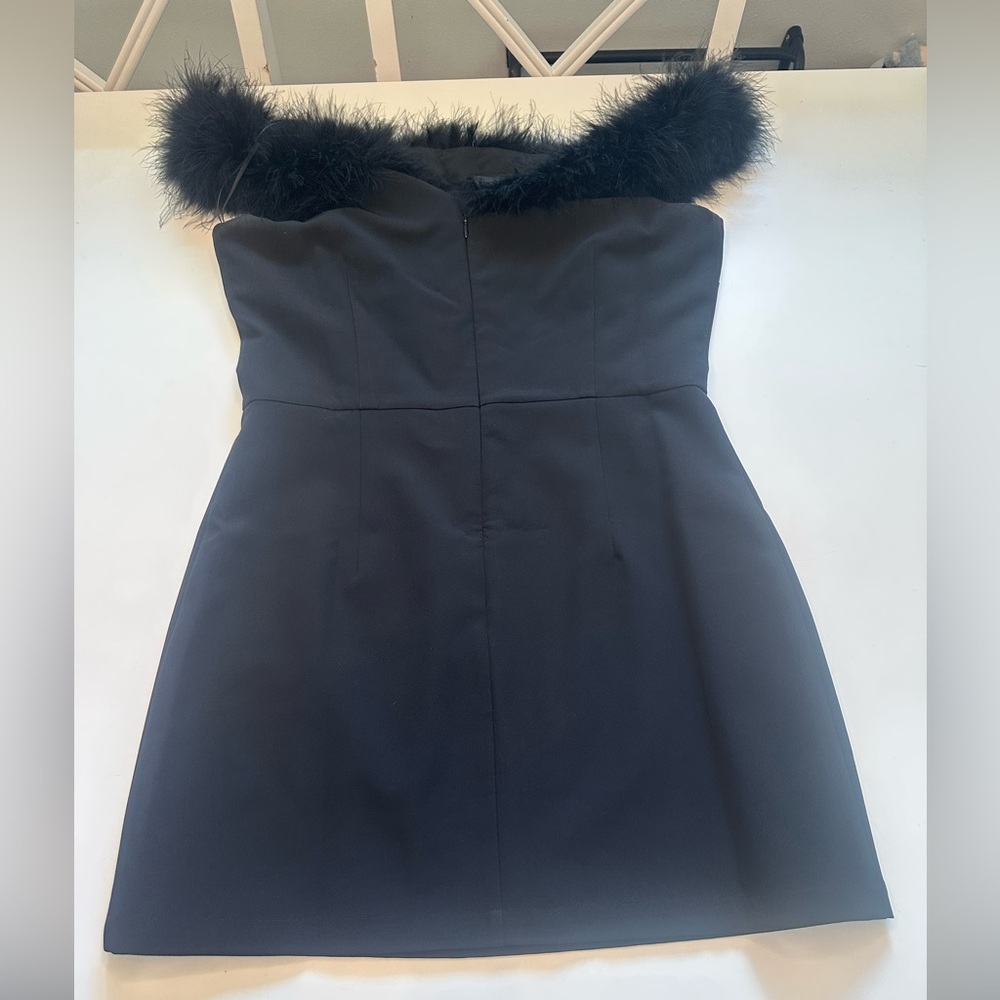 Spring+Mercer Black Mini Dress Feathers Party Cocktail Homecoming Size Large